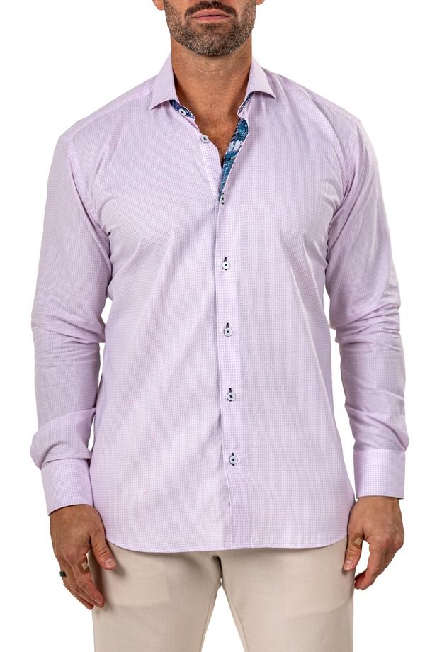 マセオ メンズ トップス シャツ コットン Maceoo Eins Marthy Contemporary Fit Cotton ButtonUp Shirt WhitePink ホワイト