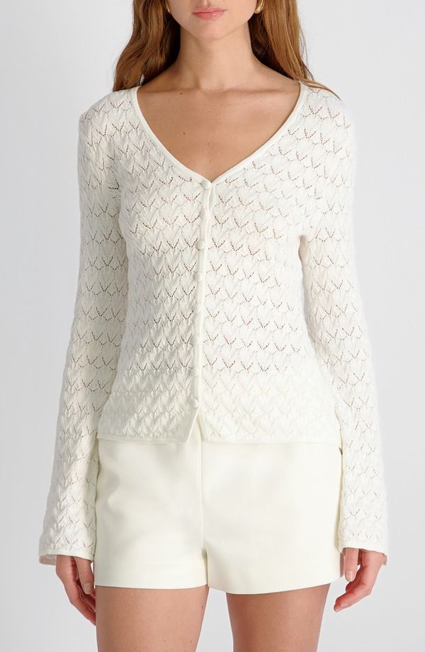フレンチコネクション レディース アウター パーカー・スウェット コットン カーディガン French Connection Mozart Heartleaf Pointelle Cotton Cardigan Summer White ホワイト
