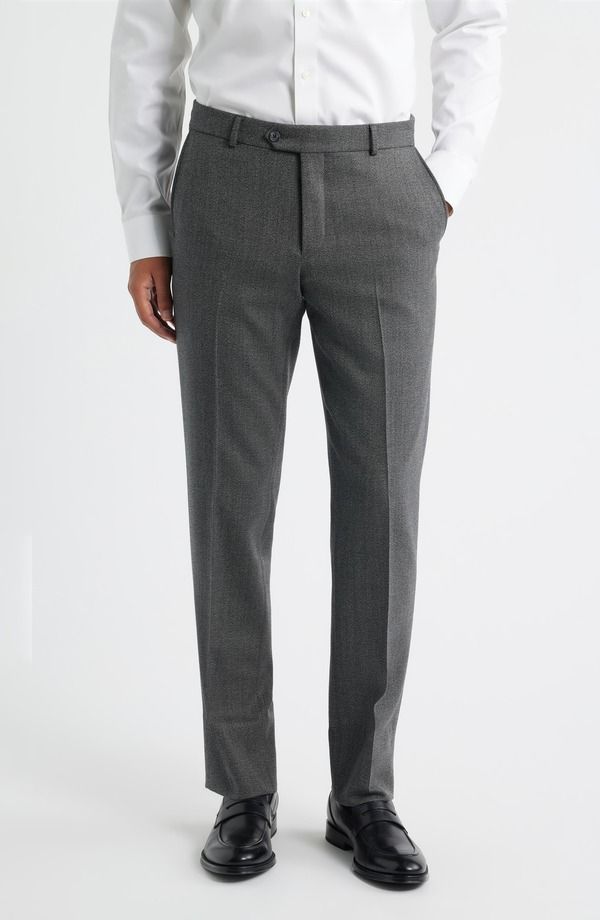 ベール メンズ ボトムス カジュアルパンツ ウール Berle Covert Stretch Worsted Wool Twill Dress Pants Med Grey グレー