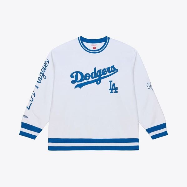 ミッチェルネス メンズ アウター パーカー・スウェット シャツ フリース Mens Mitchell Ness White Los Angeles Dodgers Arctic Fleece Sweatshirt White ホワイト