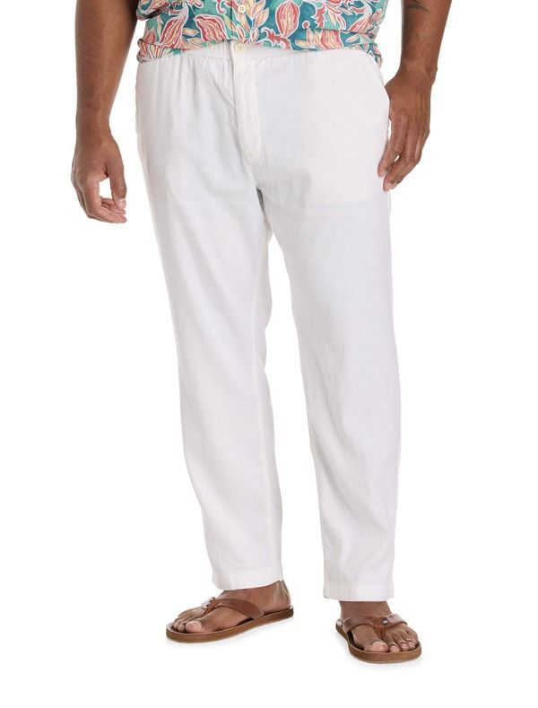 トッミーバハマ メンズ ボトムス カジュアルパンツ トール リネン Tommy Bahama Big TallinenBlend ElasticWaist Pants White ホワイト