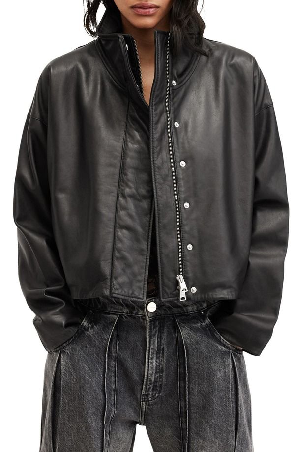 オールセインツ レディース アウター ジャケット・ブルゾン レザー AllSaints Ryder Leather Jacket Black ブラック