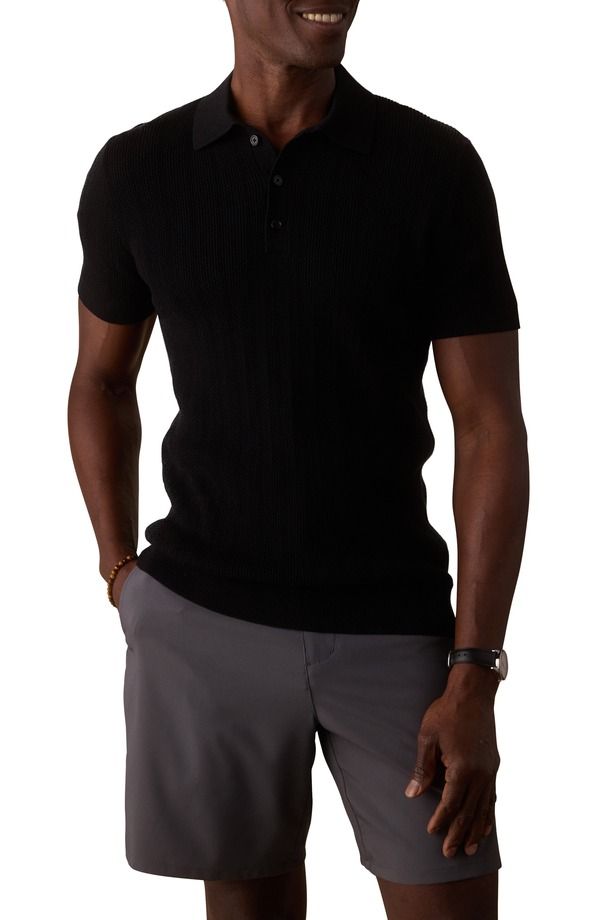 ノーマルブランド メンズ トップス ポロシャツ ニット The Normal Brand Robles Textured Knit Polo Black ブラック