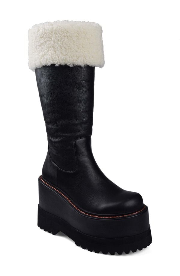 ジジ レディース シューズ ブーツ・レインブーツ プラットフォームブーツ プラットフォーム ZIGI Flor Faux Fur Trim Platform Boot Black ブラック