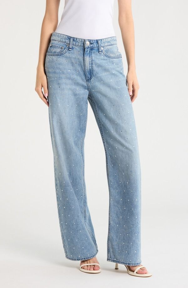 ラグアンドボーン レディース ボトムス デニムパンツ ワイドレッグ ハイウエスト ジーンズ rag bone Logan High Waist Rhinestone Detail Wide Leg Jeans Margo Jewel