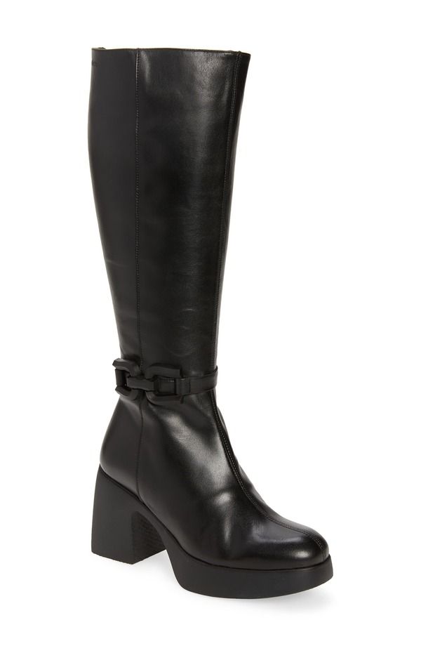 ワンダーズ レディース シューズ ブーツ・レインブーツ プラットフォームブーツ プラットフォーム Wonders Platform Boot Black Leather ブラック