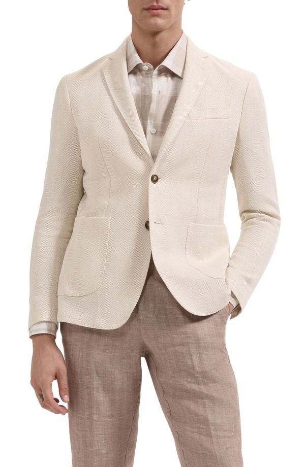 ブガッチ メンズ アウター ジャケット・ブルゾン コート ニット Bugatchi Tan Herringbone Knit Sport Coat Sand サンド