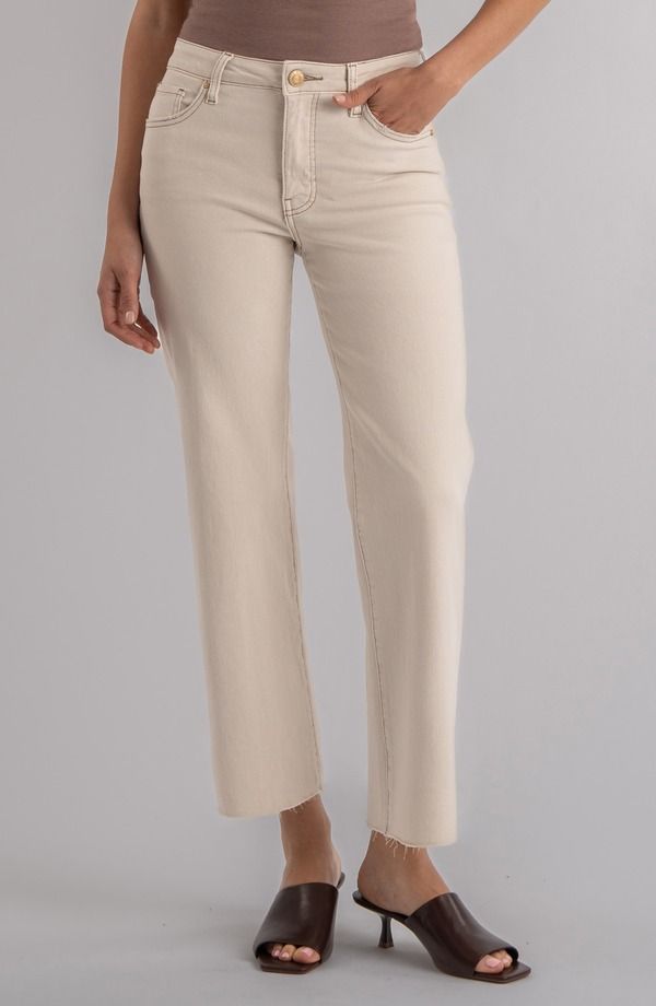 カットフロムザクロス レディース ボトムス デニムパンツ ワイドレッグ ジーンズ KUT from the Klothigh Rise Wide Leg Jeans Ecru エクリュ