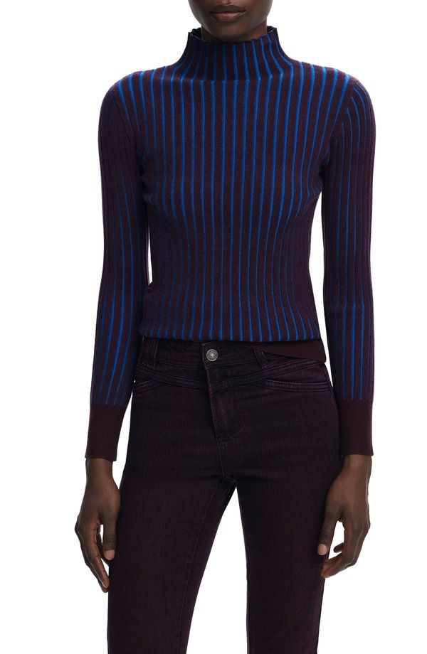 デジグアル レディース アウター パーカー・スウェット セーター Desigual Fitted Rib Sweater Purple Blue ブルー