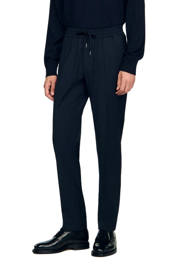 サンドロ メンズ ボトムス カジュアルパンツ SANDRO Elasticated straightleg trousers Navy Blue ネイビー