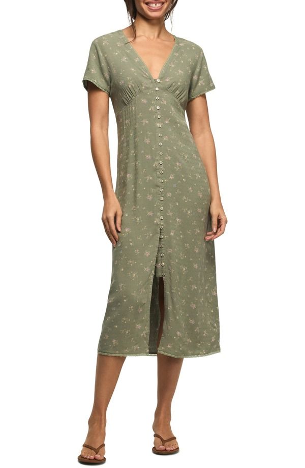 ラッキーブランド レディース トップス ワンピース フラワー柄 ミディ フラワー Lucky Brand Simone Floral Midi Dress Olive Floral オリーブ