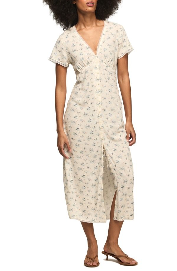 ラッキーブランド レディース トップス ワンピース フラワー柄 ミディ フラワー Lucky Brand Simone Floral Midi Dress Cream Floral クリーム