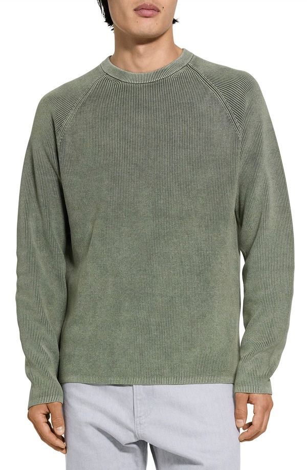 セオリー メンズ アウター パーカー・スウェット セーター Theory Washed Breach Sweater Washed Light Ivy 43,080円
