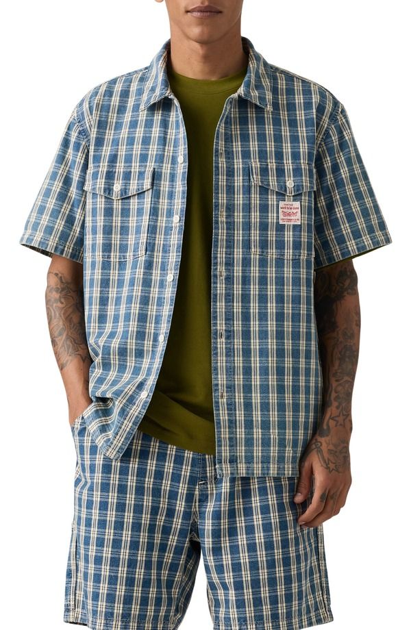 リーバイス メンズ トップス シャツ Levis Worker Oversize Check Short Sleeve ButtonUp Shirt Summer Check Shirt チェック
