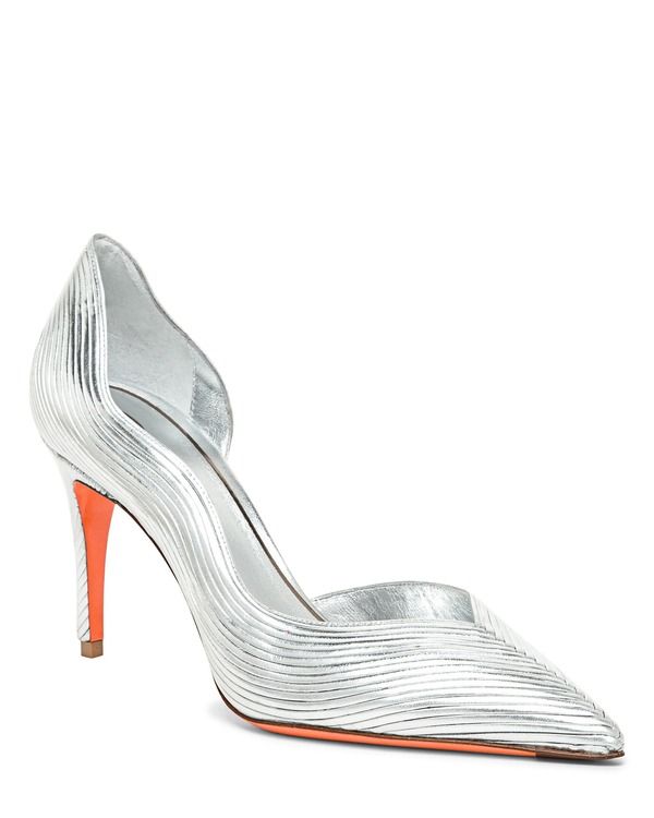 サントーニ レディース シューズ ヒール レザー Santoni Womens leather highheel pump Silver シルバー