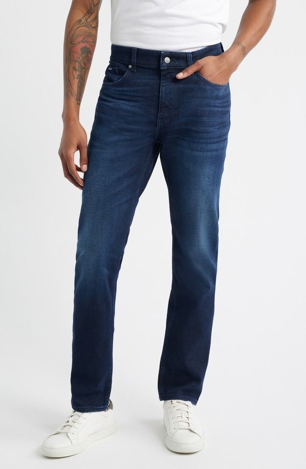 ボス メンズ ボトムス デニムパンツ スリムフィット ジーンズ BOSS Delaware Slim Fit Stretch Jeans Dark Blue ブルー
