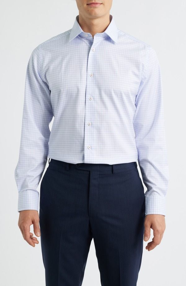 デイビッドドナヒュー メンズ トップス シャツ Davidonahue Trim Fitwill Check Dresshirt SkyBerry チェック