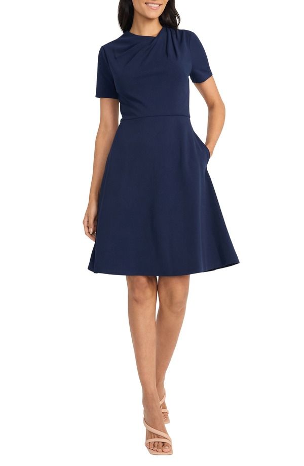 マギーロンドン レディース トップス ワンピース Maggy London Fit Flare Dress Navy Blazer ネイビー