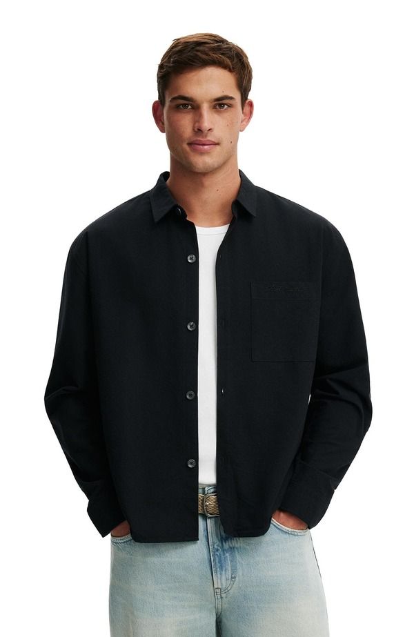 コットンオン メンズ トップス シャツ Cotton Mens Bedford Long Sleeve Shirt Black Emb ブラック 12,586円