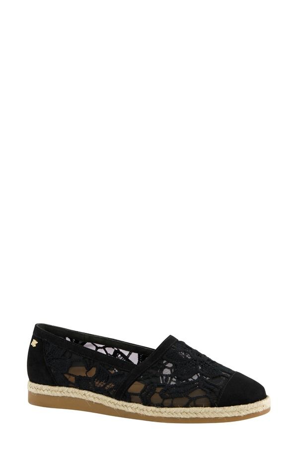 ポール・グリーン レディース シューズ パンプス レース Paul Green Danica Lace Flat Black Suede Blossomesh ブラック