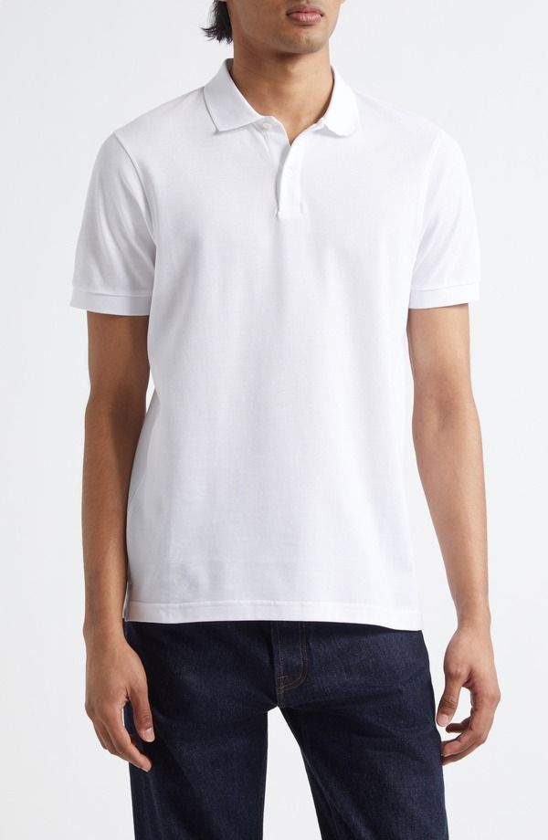 サンスペル メンズ トップス ポロシャツ コットン Sunspel Cotton Piqu Polo White ホワイト