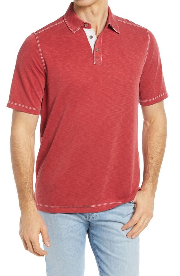 ジョンストンアンドマーフィー メンズ トップス ポロシャツ Johnston Murphy Slub Mens Polo Red レッド