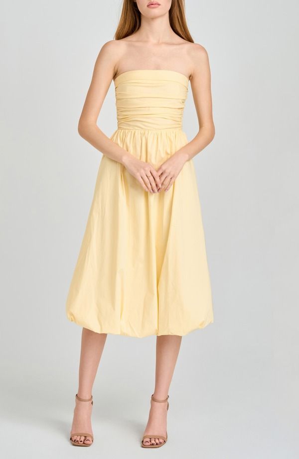ワイフ レディース トップス ワンピース ミディ コットン WAYF Katherine Bubble Hem Stretch Cotton Midi Dress Yellow イエロー
