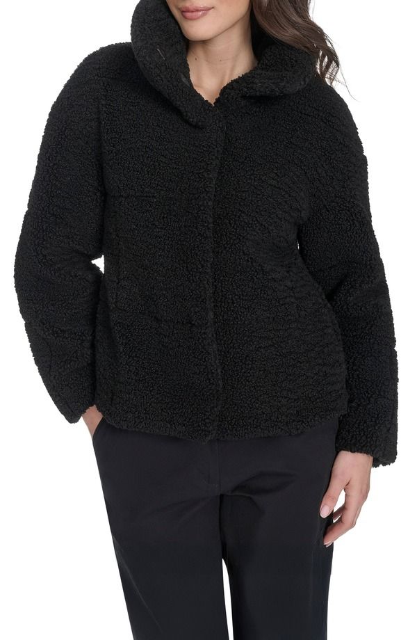 リーバイス レディース アウター ジャケット・ブルゾン キルティング Levis Quilted Faux Fur Shorteddy Jacket Black ブラック
