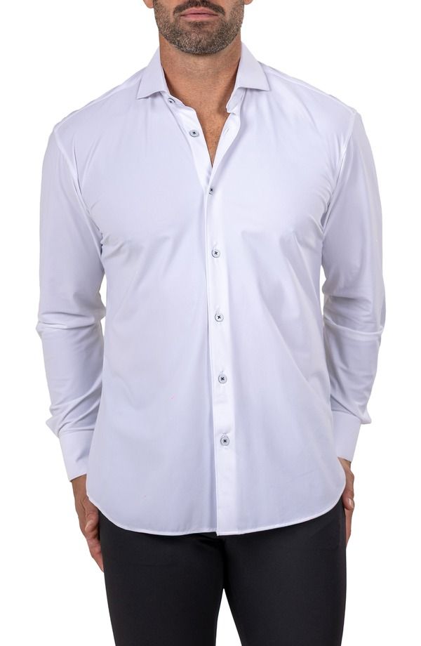マセオ メンズ トップス シャツ ニット Maceoo Einshaped Fit Marthy3008 White Knit ButtonUp Shirt White ホワイト