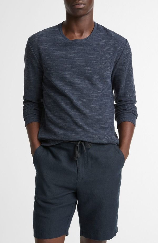 ヴィンス メンズ トップス Tシャツ クルーネック ニット Vince Double Knit Long Sleeve Crewneck TShirt Heather Coastal ヘザー