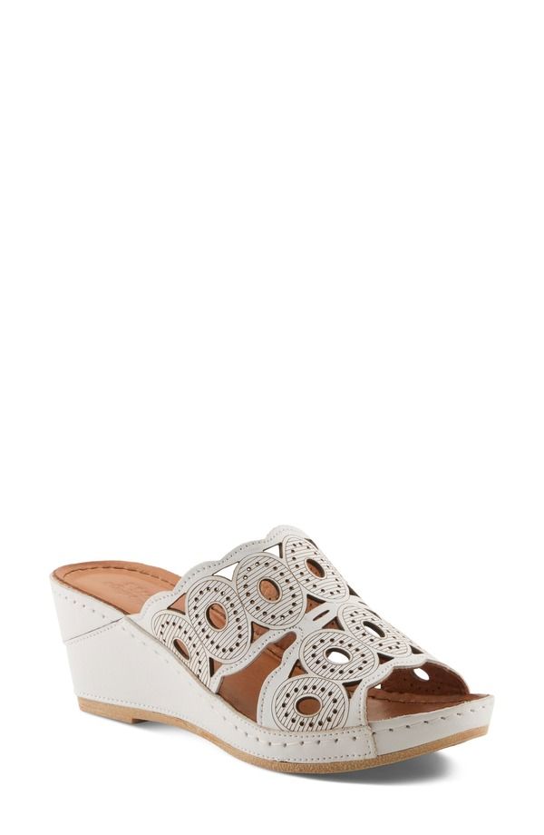 スプリングステップ レディース シューズ ヒール プラットフォーム サンダル Spring Step Labarnas Platform Wedge Slide Sandal White ホワイト