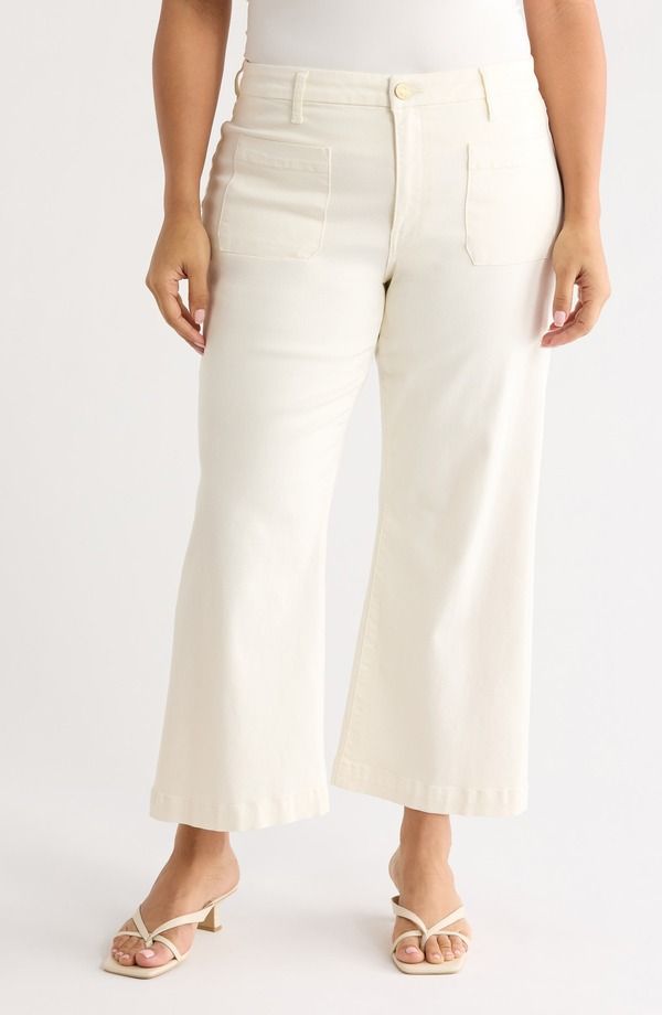 カットフロムザクロス レディース ボトムス デニムパンツ ワイドレッグ ハイウエスト ジーンズ KUT from the Kloth Meg High Waist Patch Pocket Wide Leg Jeans Ecru エクリュ 24,674円