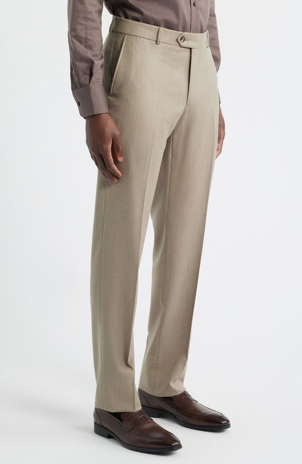 ベール メンズ ボトムス カジュアルパンツ ウール Berle Wool Cashmere Flannel Dress Pants Dark Tan タン