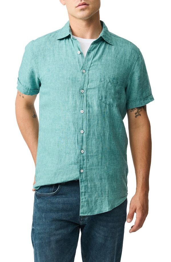 ロッドアンドグン メンズ トップス シャツ リネン Rodd Gunn Palm Beach Sports Fit Short Sleeve Linen ButtonUp Shirt Savannah
