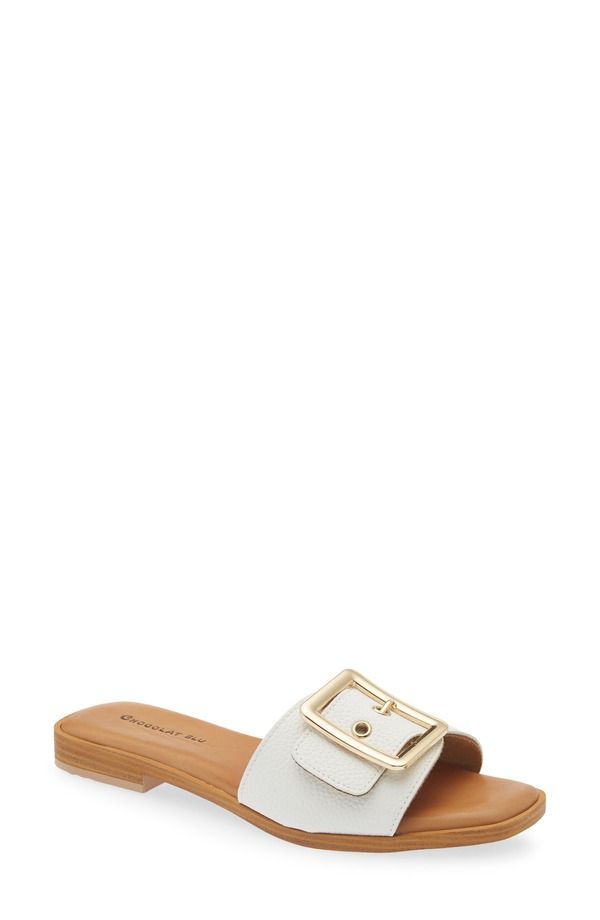 ショコラブルー レディース シューズ サンダル Chocolat Blu Bari Slide Sandal White Leather ホワイト