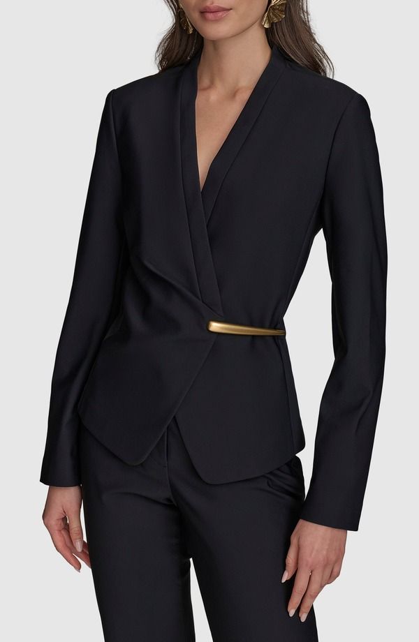 ダナ キャラン ニューヨーク レディース アウター ジャケット・ブルゾン ブレザー Donna Karanew York Wrap Blazer Blk