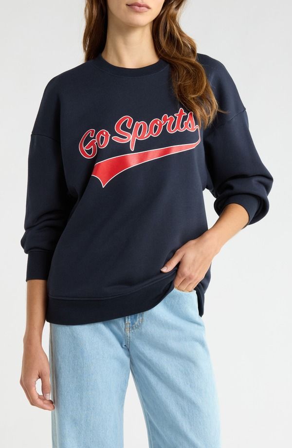 フェイバリット ドーター レディース アウター パーカー・スウェット シャツ Favorite Daughter The Go Sportsweatshirt Navy Red White ホワイト