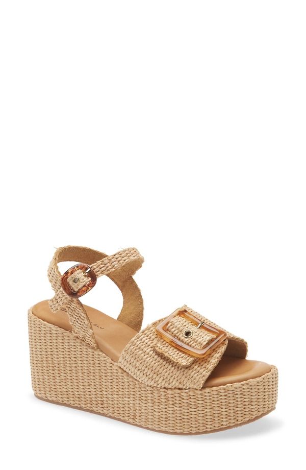 ショコラブルー レディース シューズ ヒール プラットフォーム Chocolat Blu Jace Platform Wedge Natural Raffia