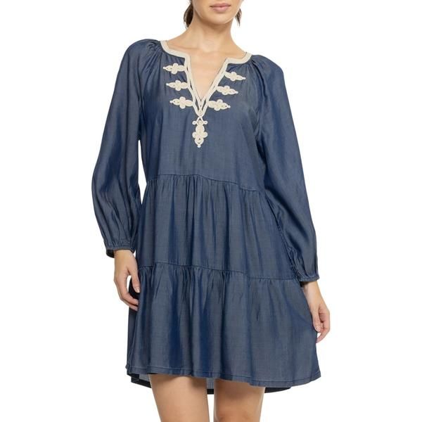 トッミーバハマ レディース トップス ワンピース 刺繍 Tommy Bahama Embroidered Swimsuit Cover Up Dress Long Sleeves Chambray