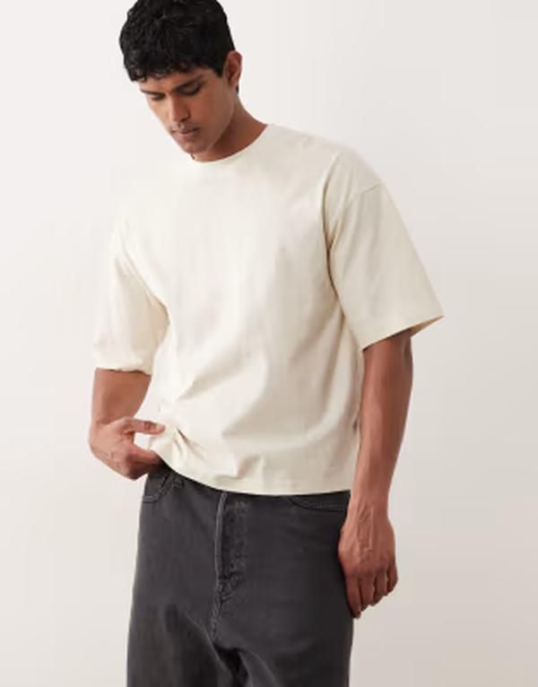 オンリーアンドサンズ メンズ トップス Tシャツ ONLY SONS boxy Tshirt in cream Bone White ホワイト