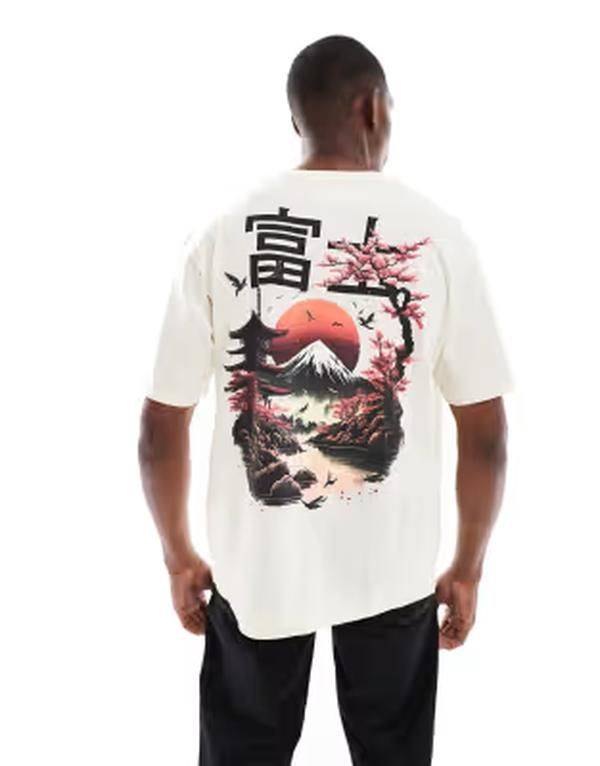 ジャック アンド ジョーンズ メンズ トップス Tシャツ プリント Jack Jones oversize back printshirt with japan print Antique White ホワイト 7,300円