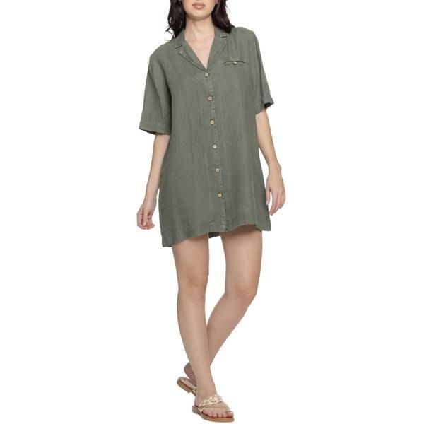ファレティ レディース トップス ワンピース リネン Faherty Paradise Point Dress Linen Short Sleeve Thyme