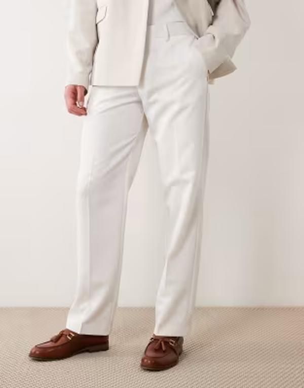 エイソス メンズ ボトムス カジュアルパンツ ストレート ASOS DESIGN smart straight leg pants WHITE ホワイト