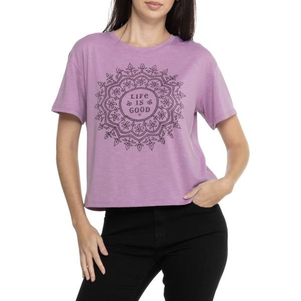 ライフイズグッド レディース トップス シャツ ジャージー グラフィック Life is Good Namaste Mandala Graphic Slub Jersey TShirt Short Sleeve Lavendar Herb