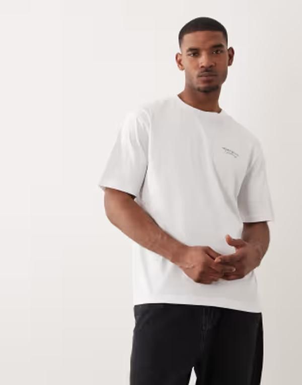 オンリーアンドサンズ メンズ トップス Tシャツ プリント ONLY SONS oversized tshirt with gallery back and chest print Bright White ホワイト