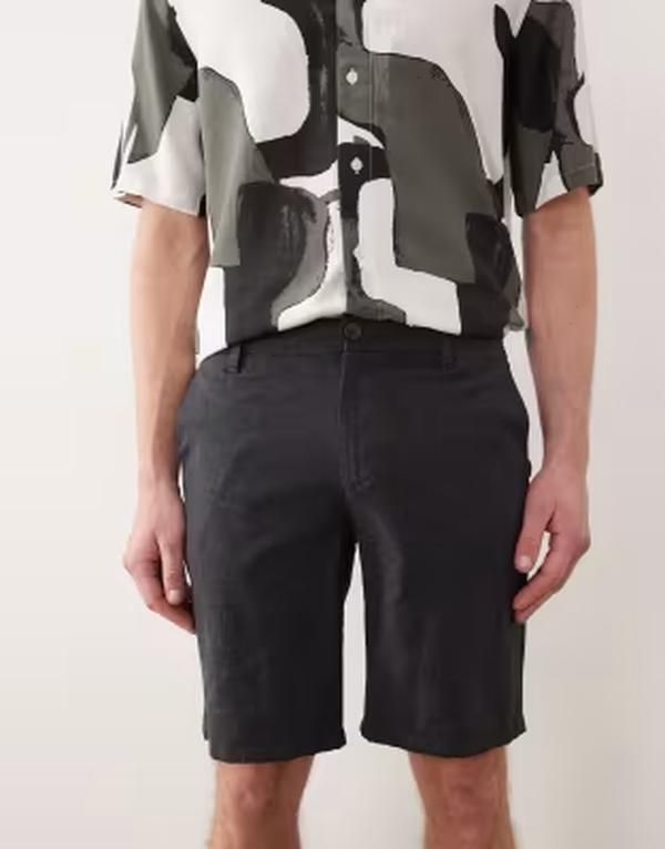 オンリーアンドサンズ メンズ ボトムス ハーフパンツ・ショーツ ショートパンツ リネン ONLY SONS linen mix chino shorts Black ブラック
