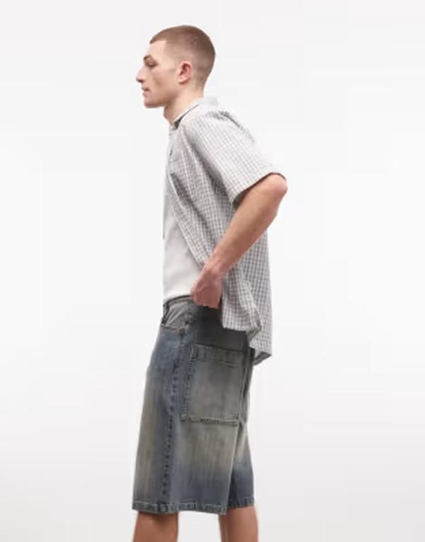 コルージョン メンズ ボトムス ハーフパンツ・ショーツ COLLUSION skater jort in light wash Light wash blue ブルー