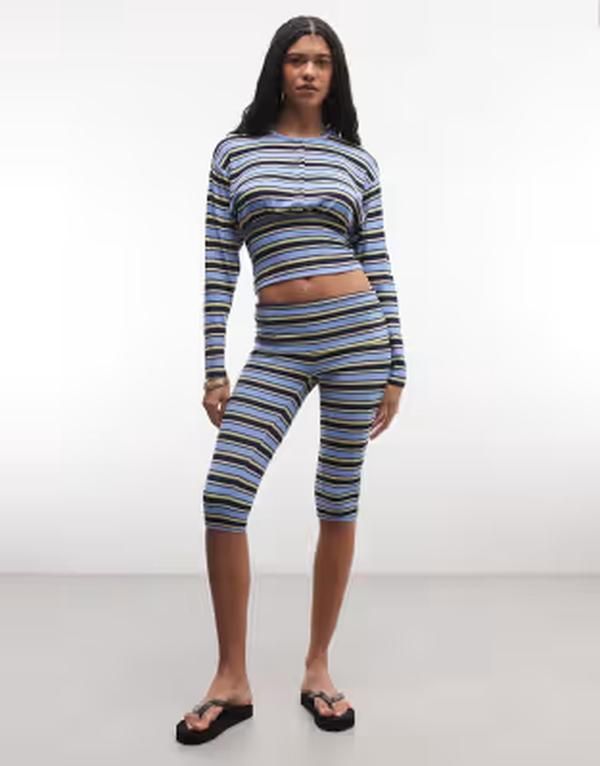 エーエフアールエム レディース アウター カーディガン リブ ニット AFRM Selma ribbed knit cardigan blue stripe set IRISTRIPE ストライプ