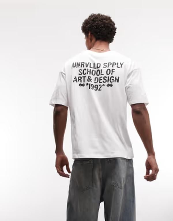 エイソス メンズ トップス Tシャツ グラフィック ASOS DESIGN oversized tshirt with text graphic WHITE ホワイト