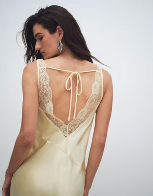 フォースレックレス レディース トップス ワンピース サテン レース マキシ 4th Recklessatin cowl neck lace back maxi dress in lemon フォースレックレス レディース トップス ワンピース サテン レース マキシ 4th Recklessatin cowl neck lace back maxi dress in lemon